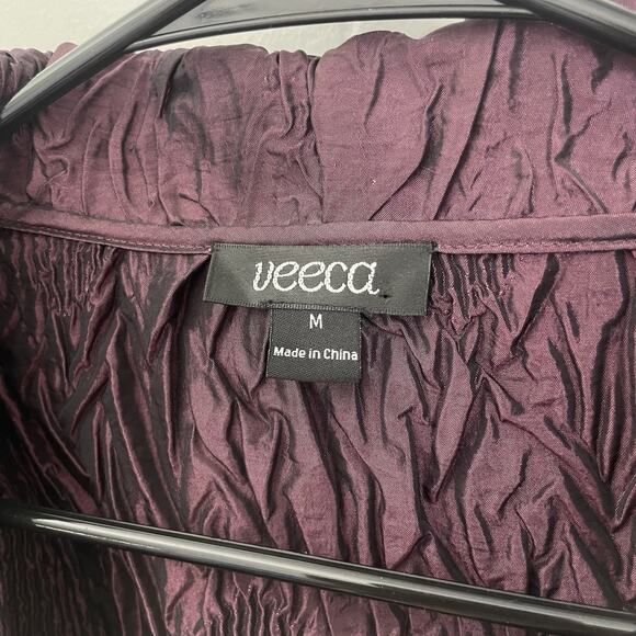 Y2K Purple Crinkle Textured Blazer Jacket Fairycore Cottagecore Festival Rave M - Picture 3 of 8